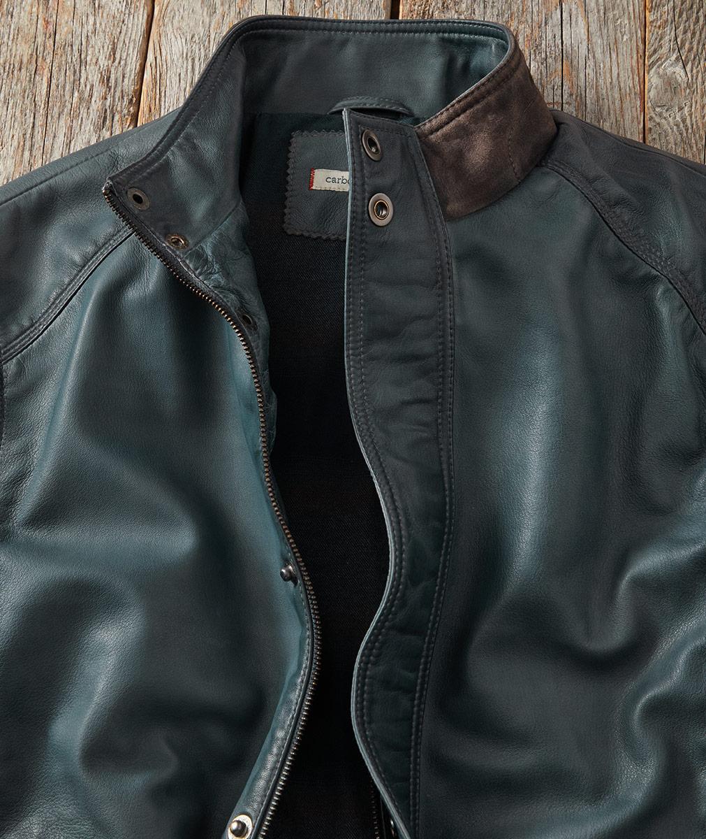 Men's Slate Leather Bomber