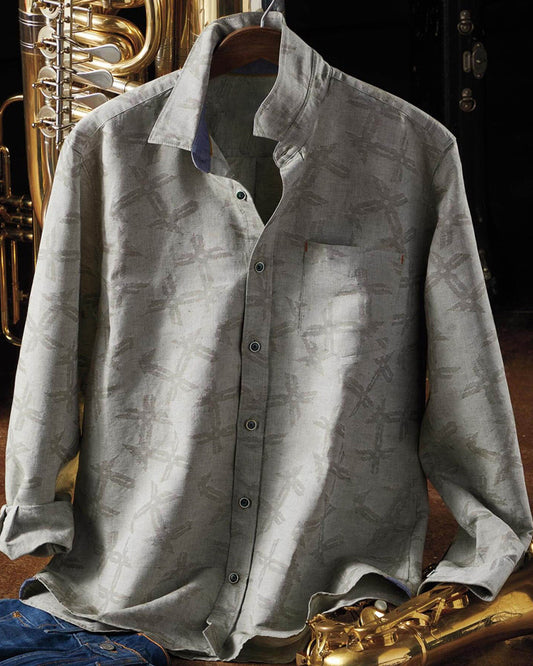 Long Sleeve Jacquard Pattern Shirt