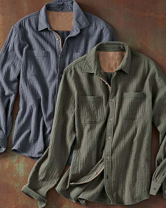 Men's Dual Pocket Textured Shirt