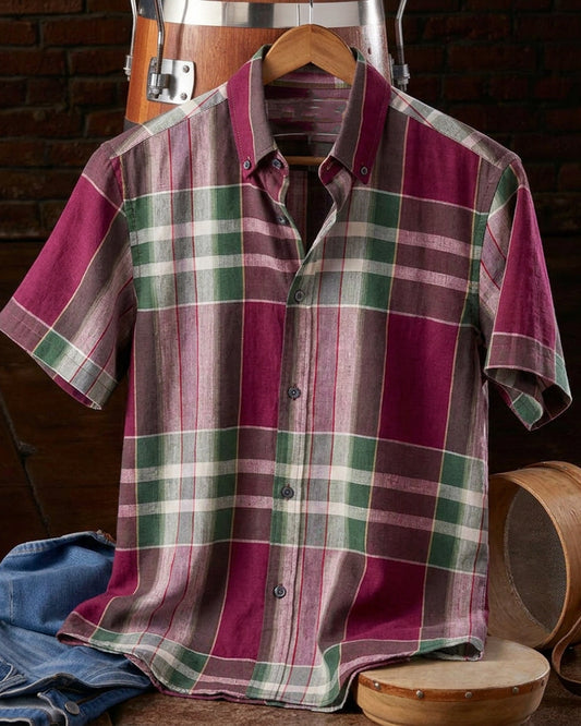 Men's Short Sleeve Plaid Shirt