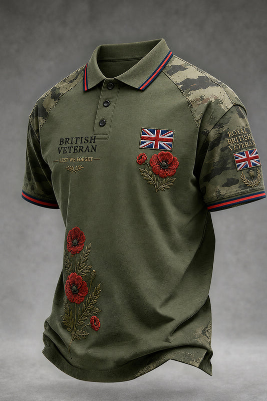 Men's British Veteran Camo Polo Shirt