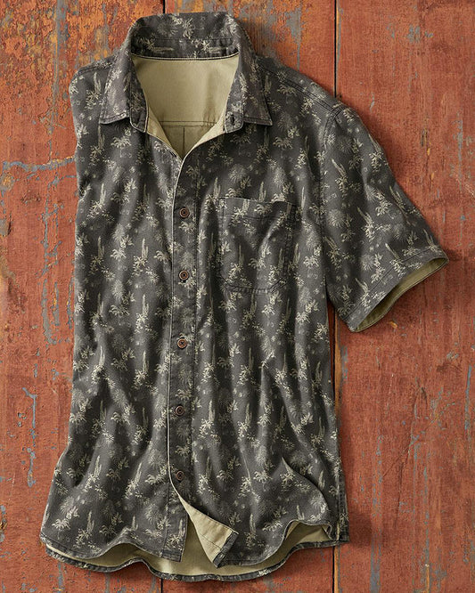 Men's Print Short Sleeve Button-Up Shirt