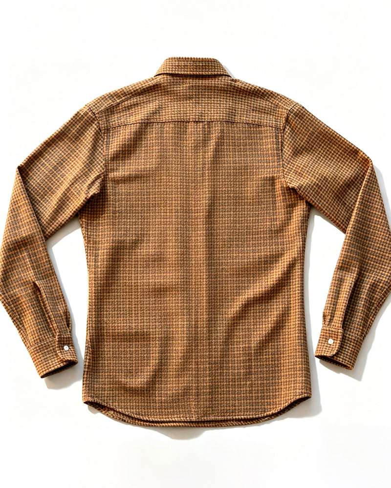 Men's Houndstooth Dual Chest Pocket Long Sleeve Shirt
