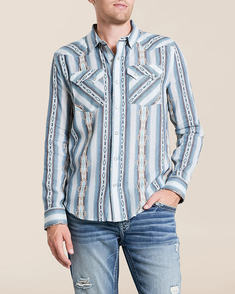 Western Tribal Stripe Long Sleeve Shirt