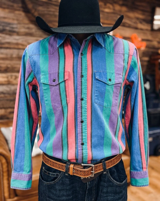 Multicolor Stripe Western Rodeo Shirt