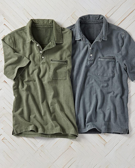 Men's Jacquard Pocket Short Sleeve Polo