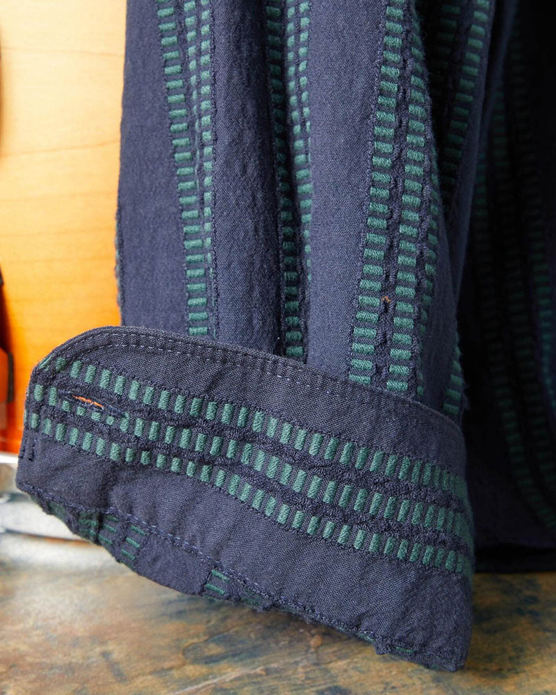 Navy Pockets Vertical Stripe Dobby Shirt