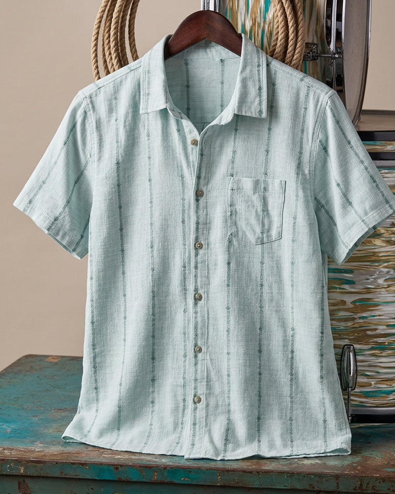 Pale Aqua Striped Print Casual Shirt