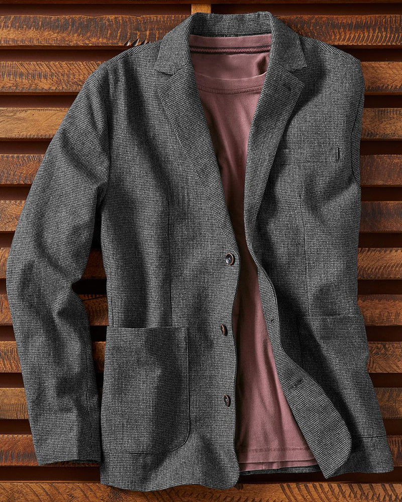 Casual V-Neck Houndstooth Blazer
