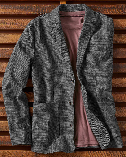 Casual V-Neck Houndstooth Blazer