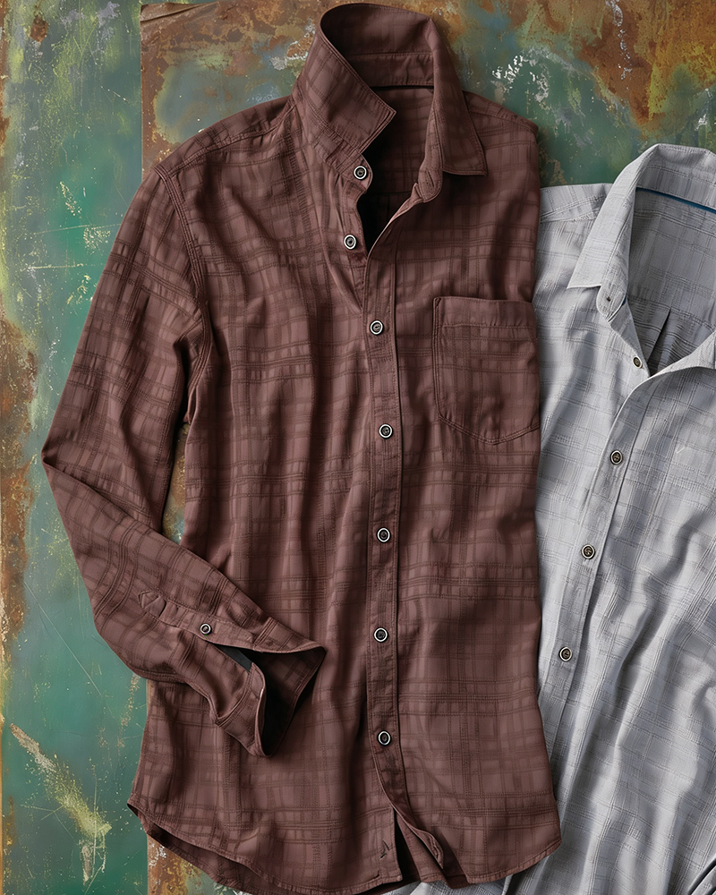 Casual Textured Plaid Shirt