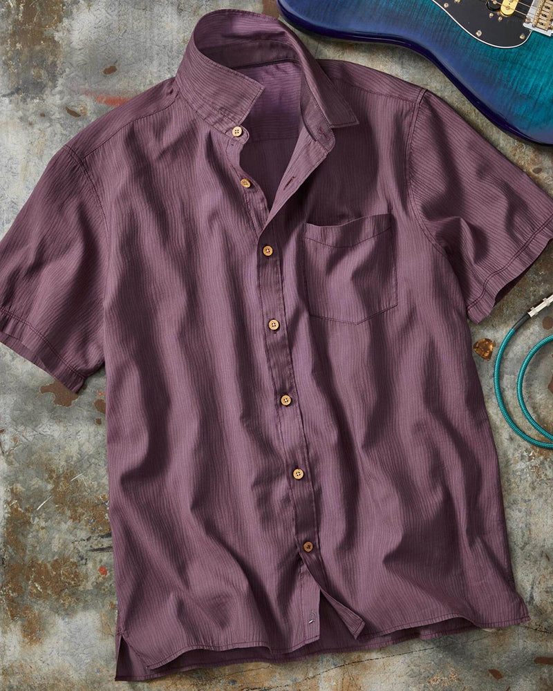 Short Sleeve Ripple Texture Jacquard Shirt