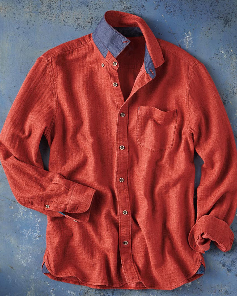 Contrast Collar Button-Down Shirt