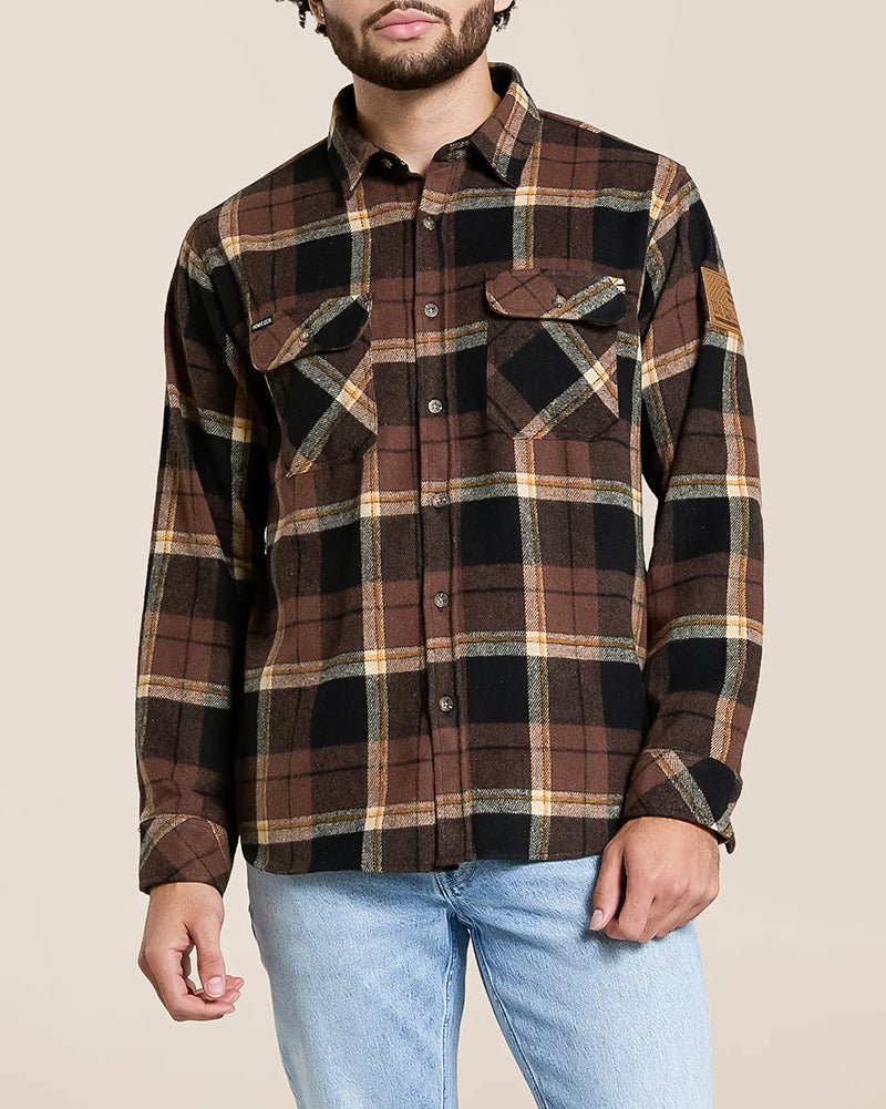 Removable Hood Earth Tone Plaid Shirt