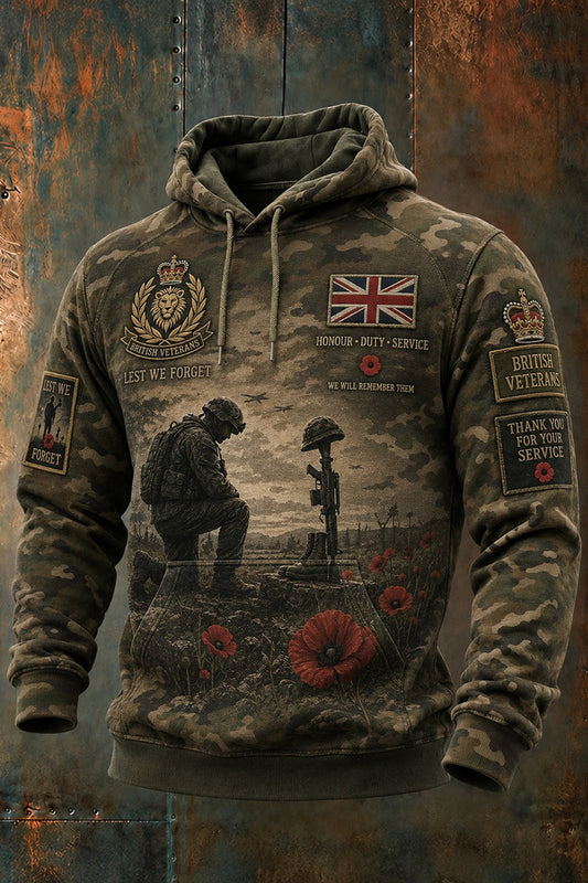 Casual British Veteran Camo Hoodie