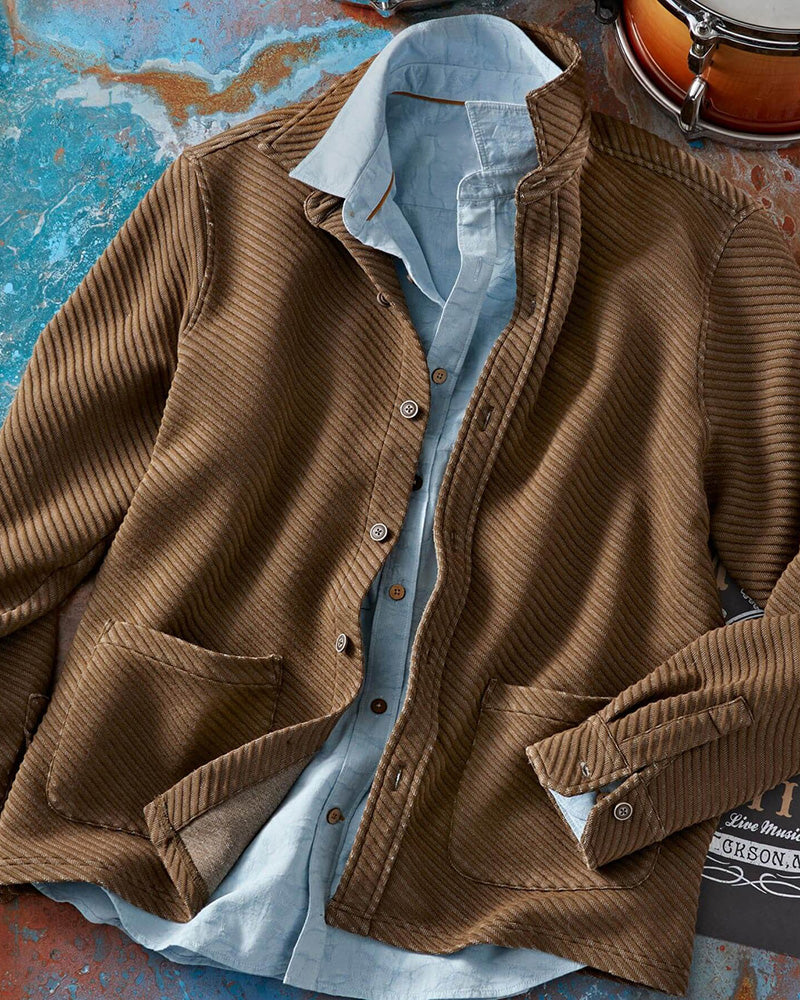 Button-Front Corded Shirt-Jacket