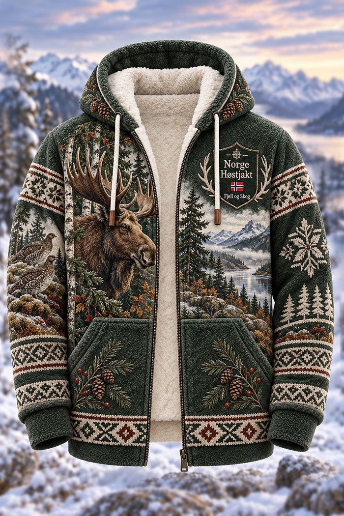 Nordic Moose Sherpa Lined Hoodie Jacket