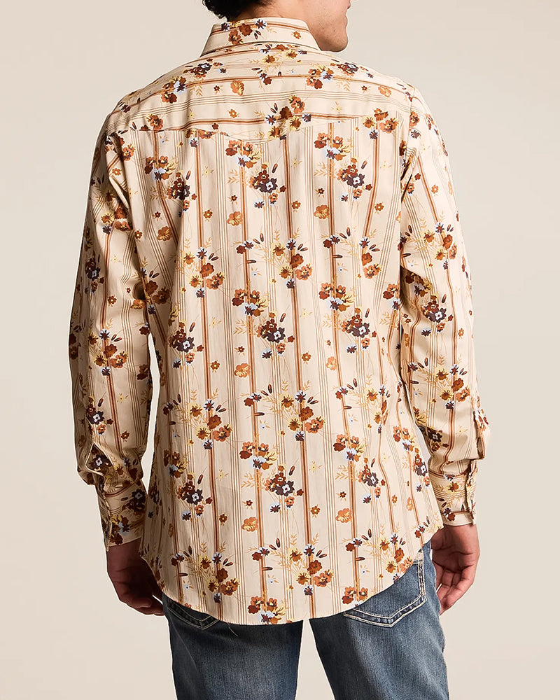 Vintage Floral Printed Western Long Sleeve Shirt