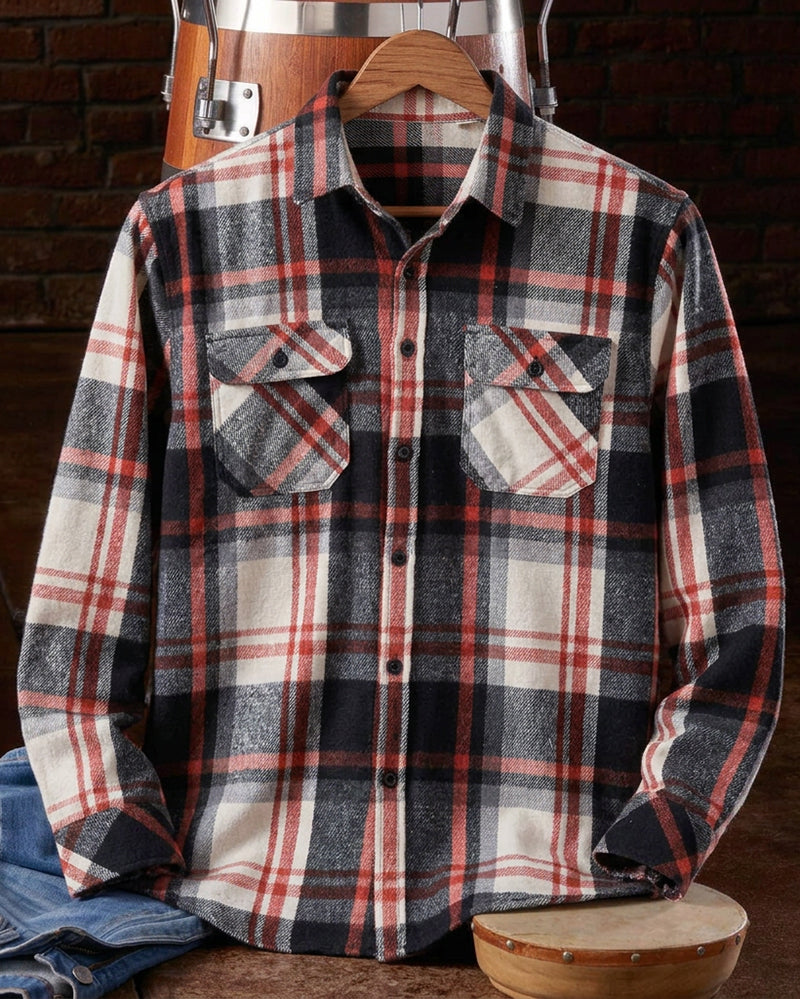 Multi Plaid Hooded Long Sleeve Shirt