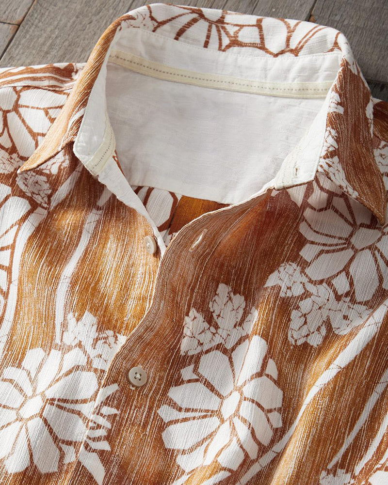 Men's Floral Short Sleeve Button-Up Shirt