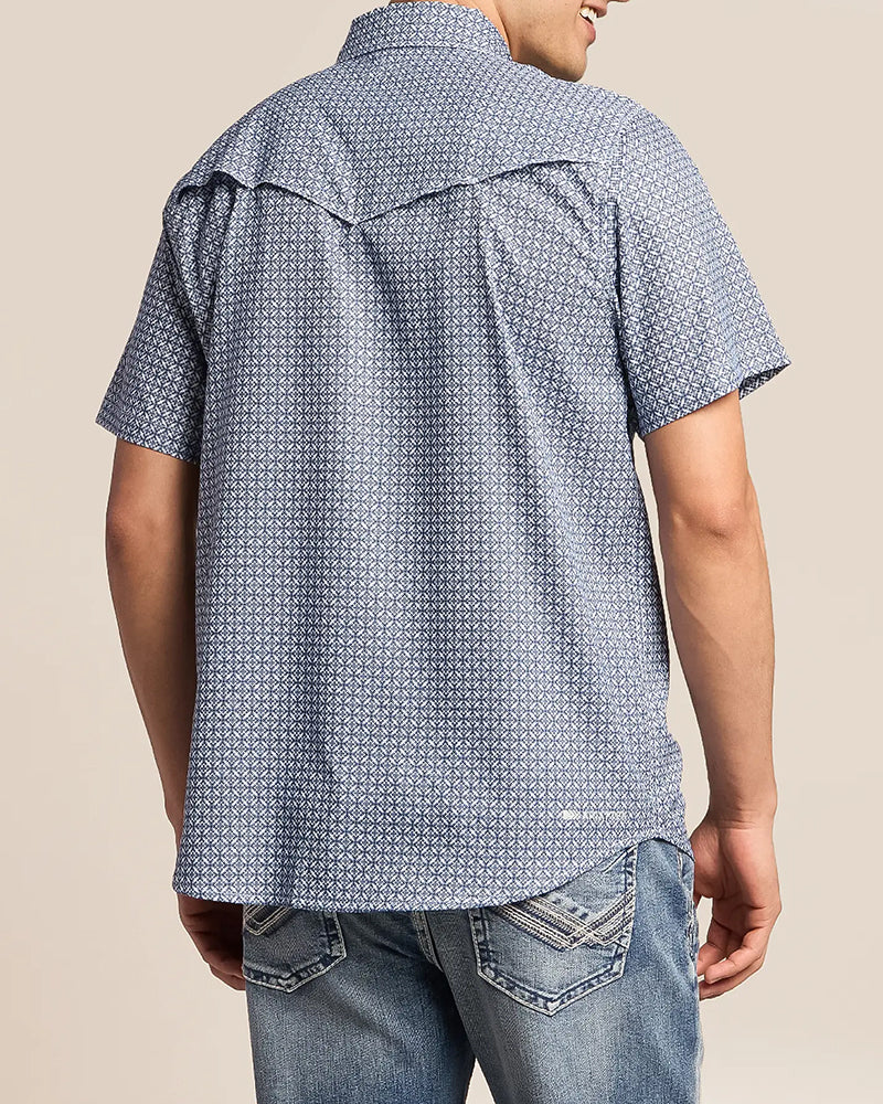 Geo Printed Western Snap Button Short Sleeve Shirt