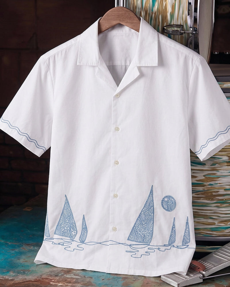Sailboat Print Short Sleeve Shirt