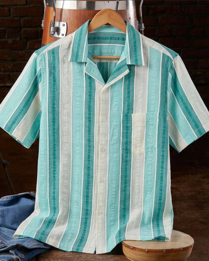 Casual Stripe Short Sleeve Shirt