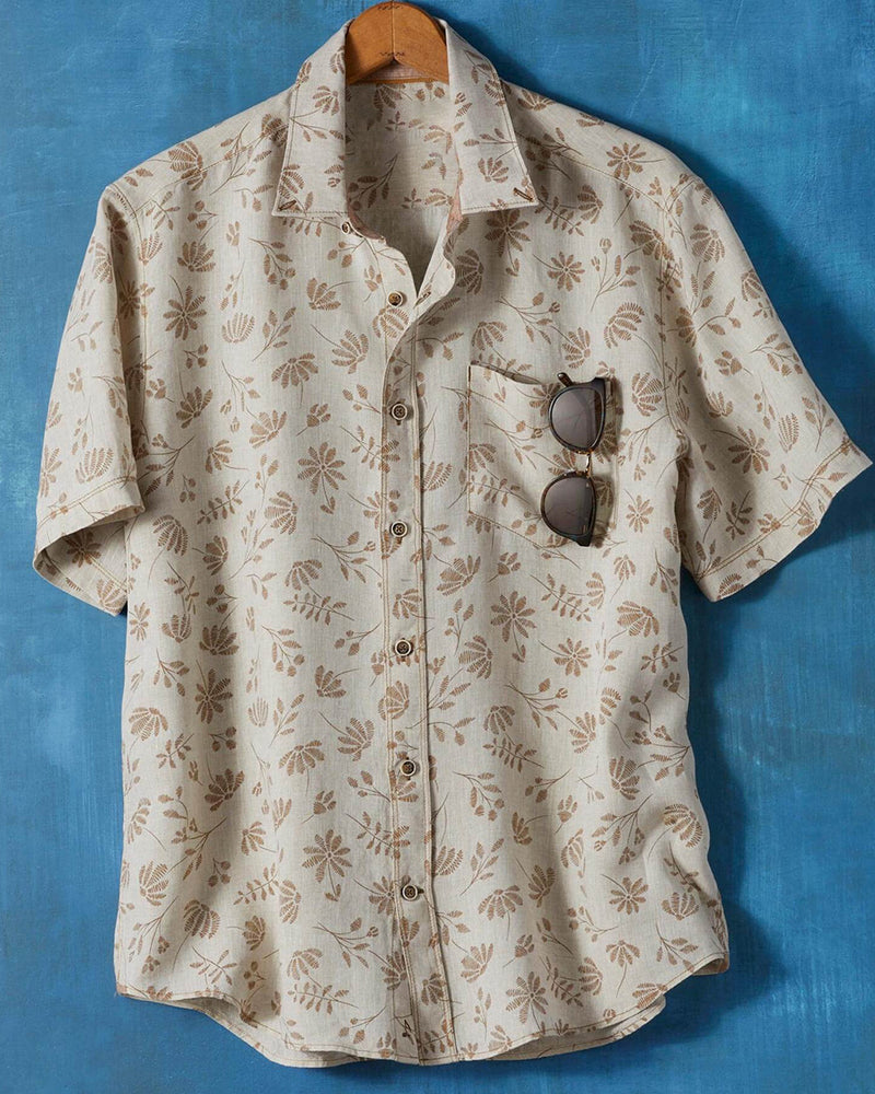 Leafy Floral Print Short Sleeve Shirt