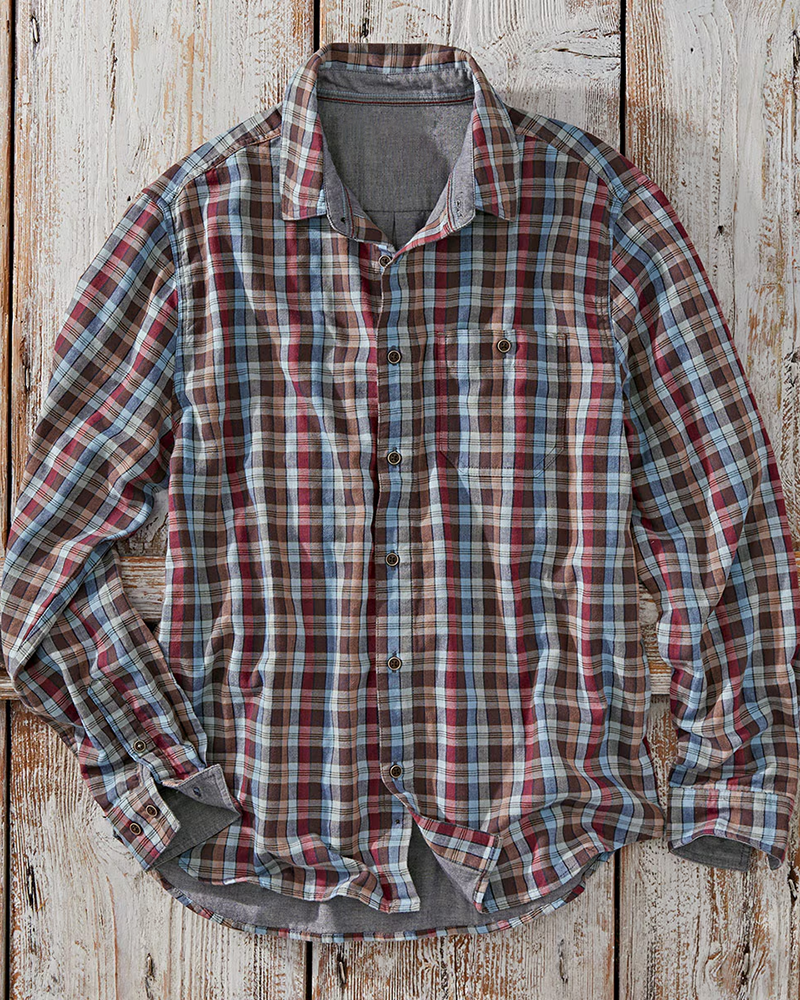 Men's Autumnal Multi Plaid Long Sleeve Shirt