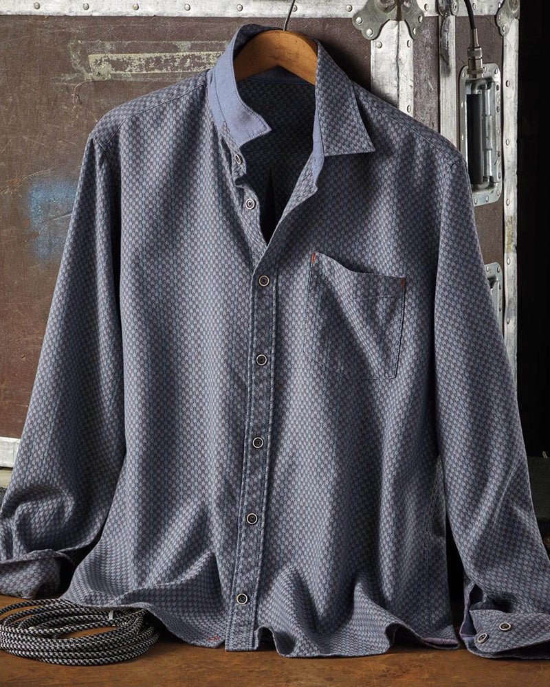 Long Sleeve Chevron Pattern Cotton Shirt