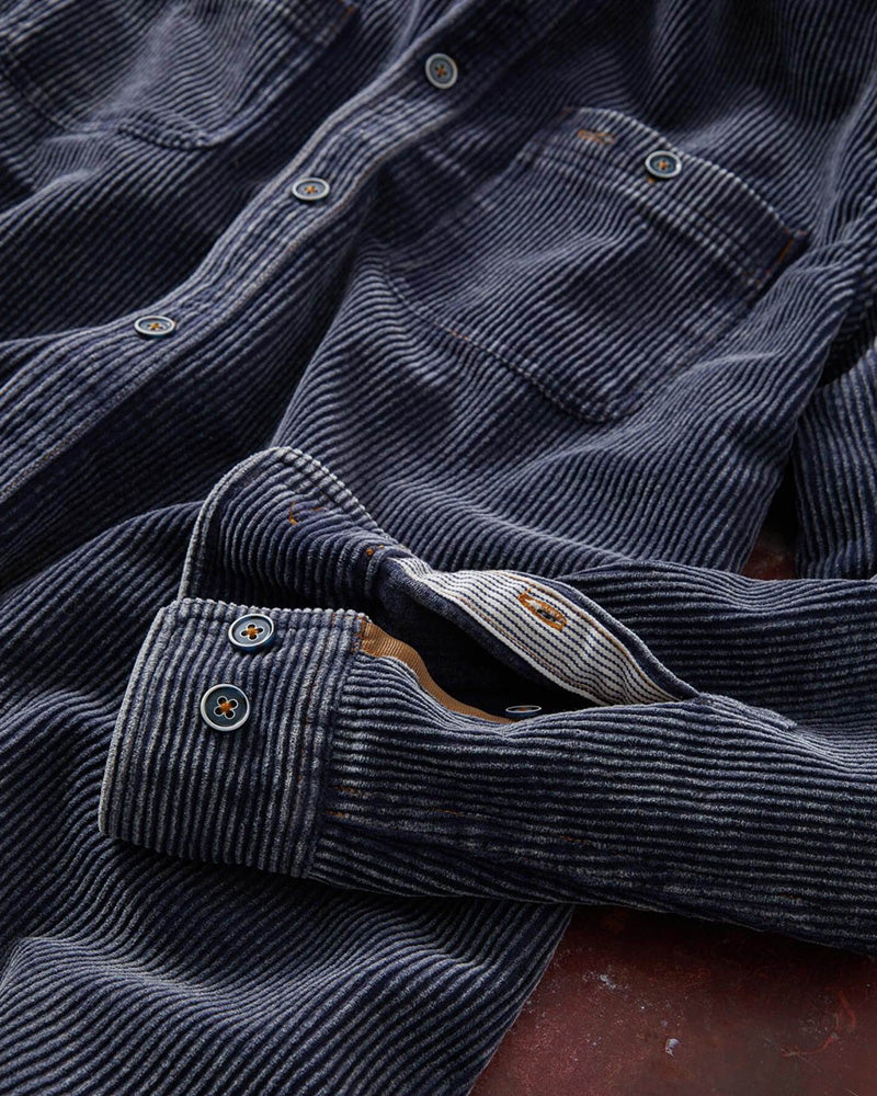 Long Sleeve Indigo Wide Wale Corduroy Shirt