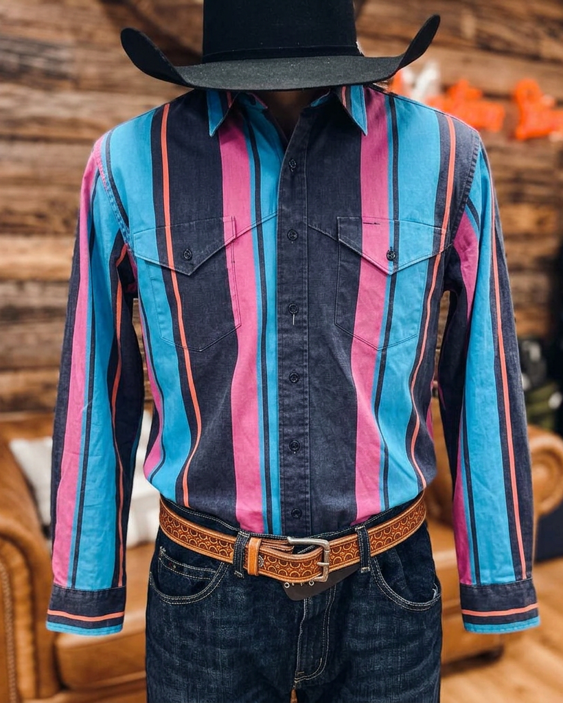 Multicolor Stripe Western Rodeo Shirt