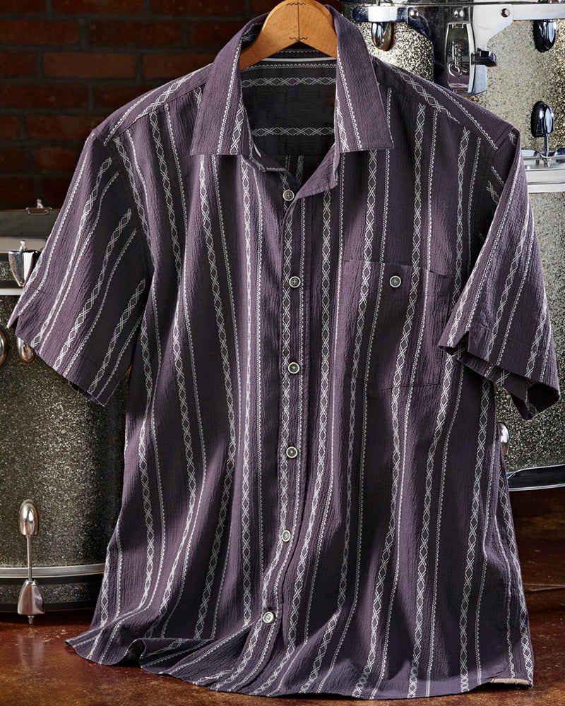 Short Sleeve Seersucker Stripe Shirt