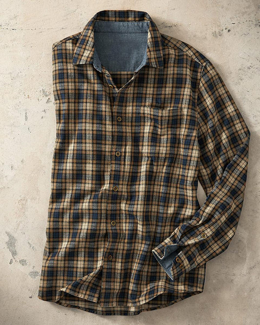 Men's Plaid Print Chest Pocket Shirt