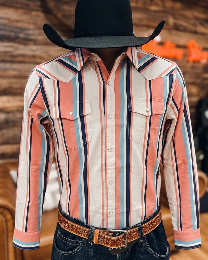 Men's Vertical Stripe Long Sleeve Shirt