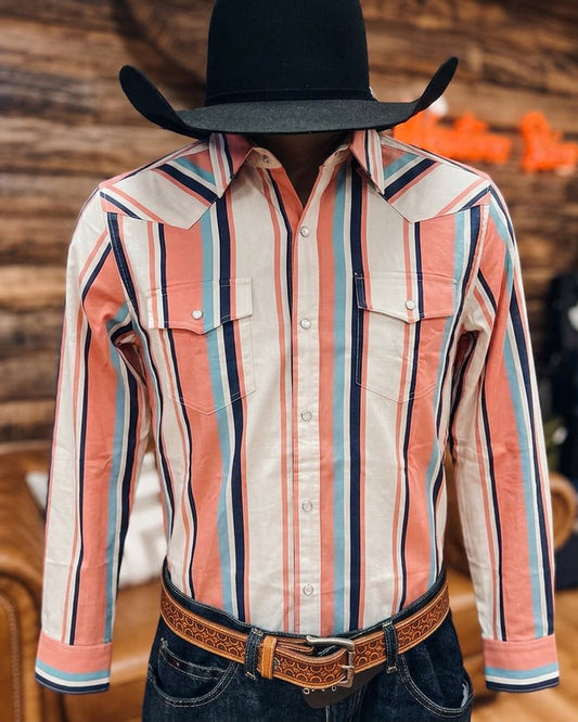 Men's Vertical Stripe Long Sleeve Shirt