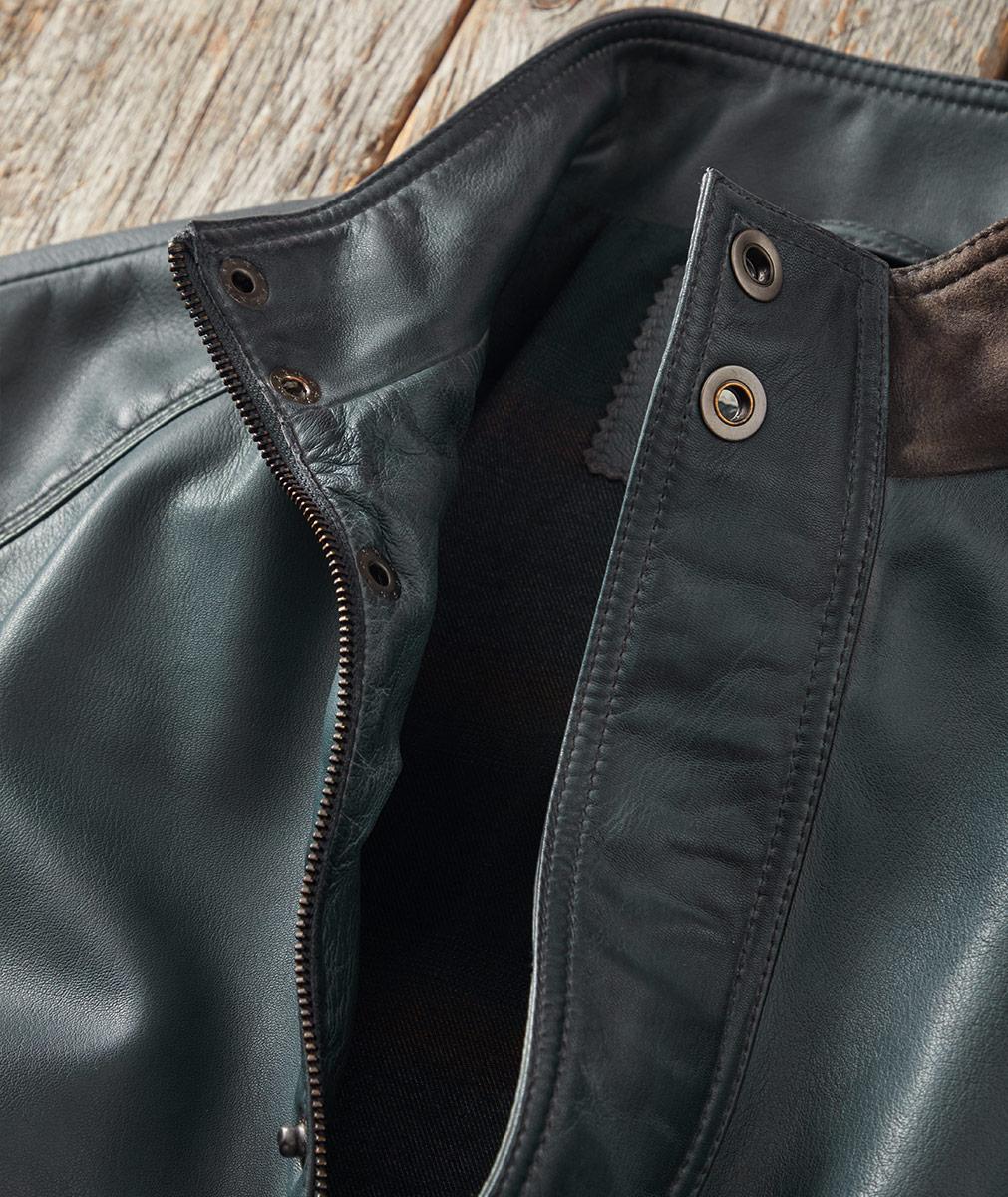 Men's Slate Leather Bomber