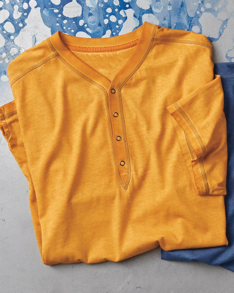Washed Finish Henley Shirt