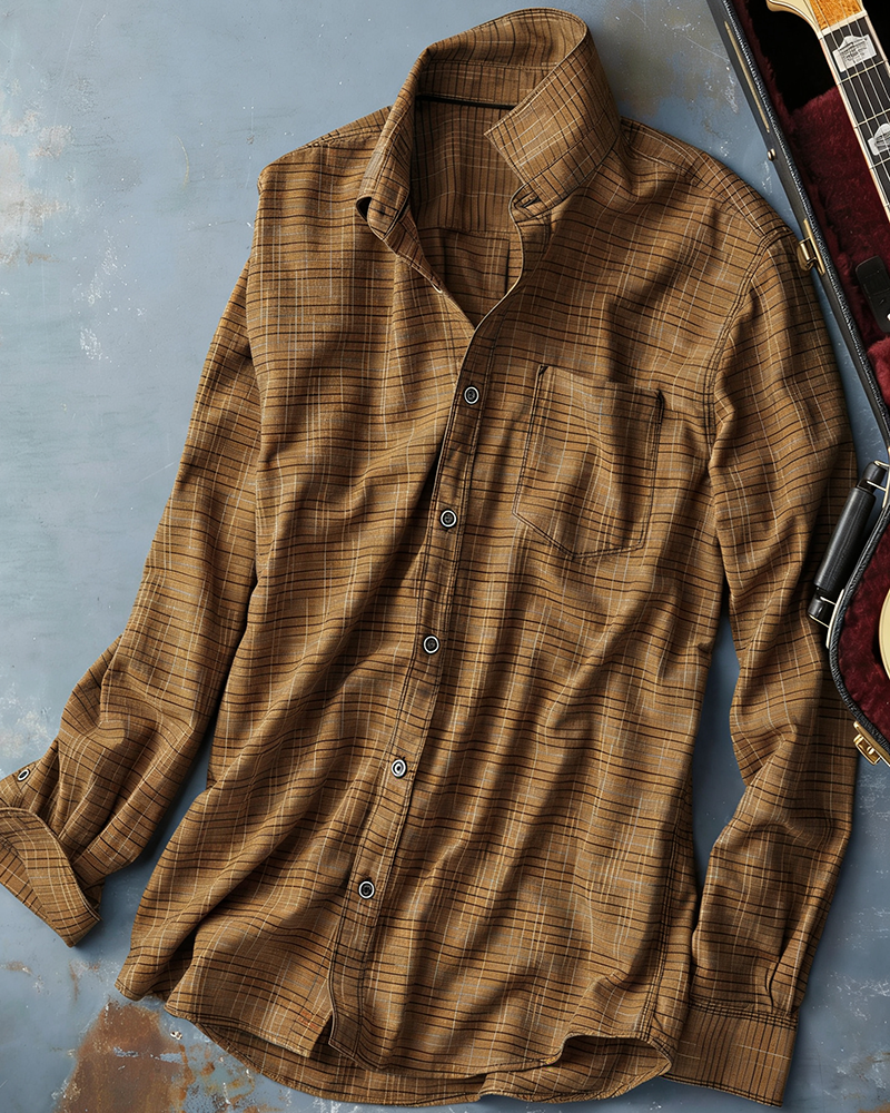 Long Sleeve Space-Dyed Ikat Crosshatch Shirt