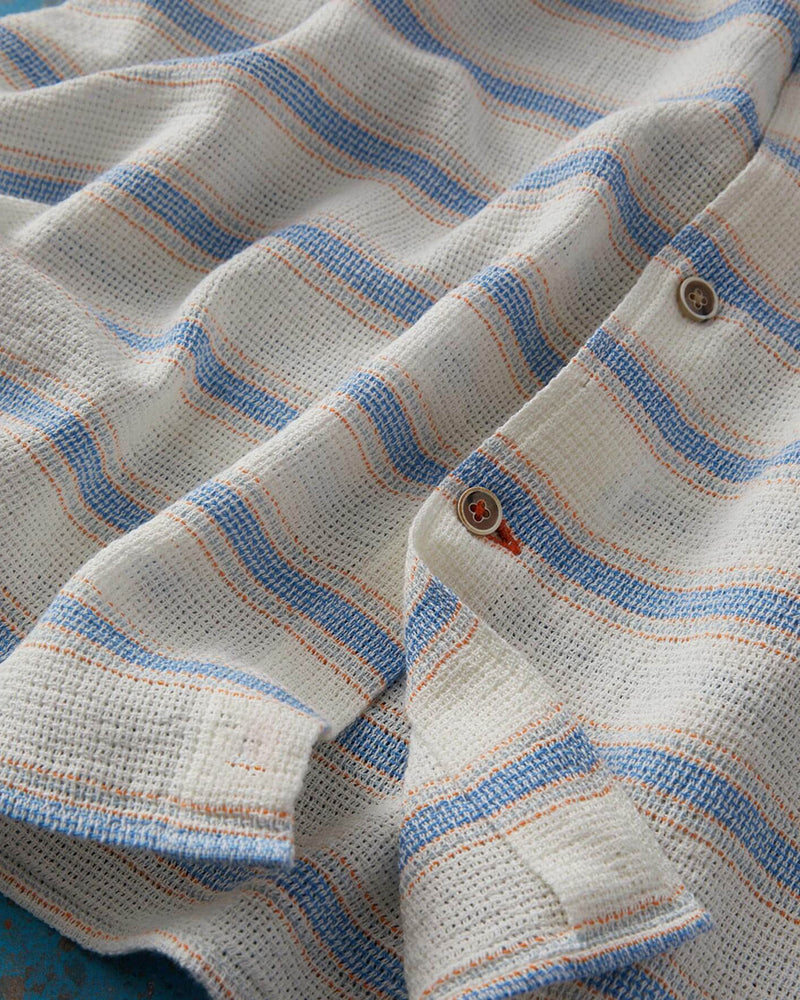 Short Sleeve Textured Stripe Weave Shirt