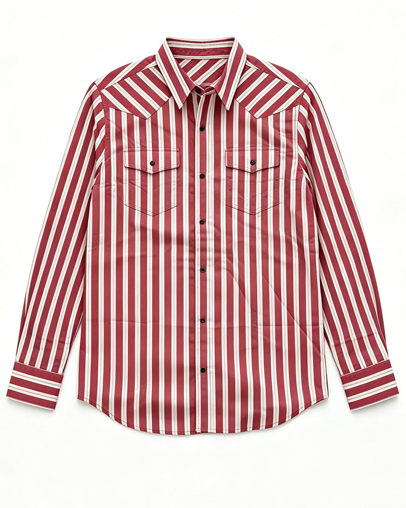 Men's Burgundy Striped Vintage Shirt