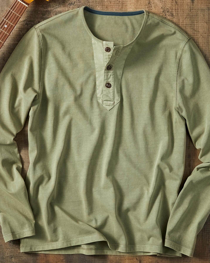 Sage Three Button Henley Top