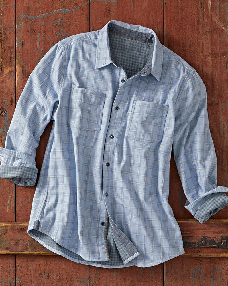 Men's Abstract Plaid Dual Pocket Shirt