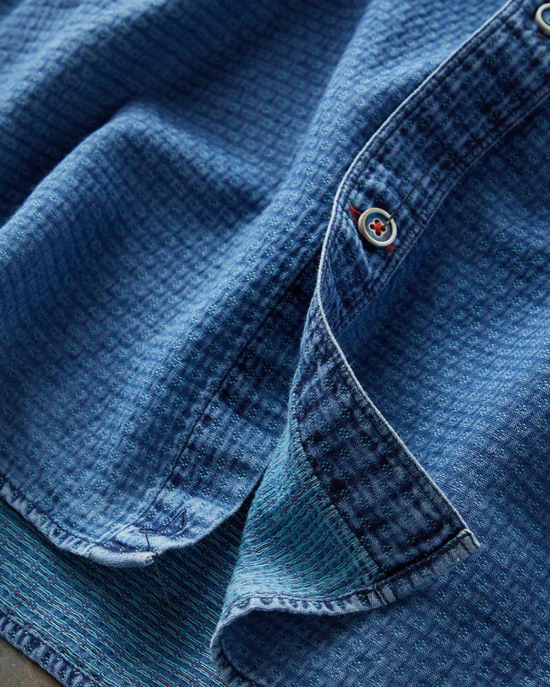 Men's Indigo Short Sleeve Button-Up Shirt