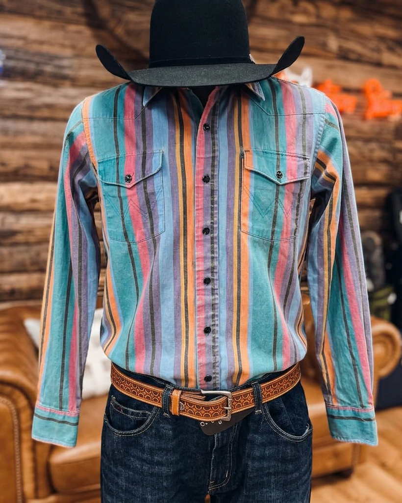 Multicolor Stripe Western Rodeo Shirt