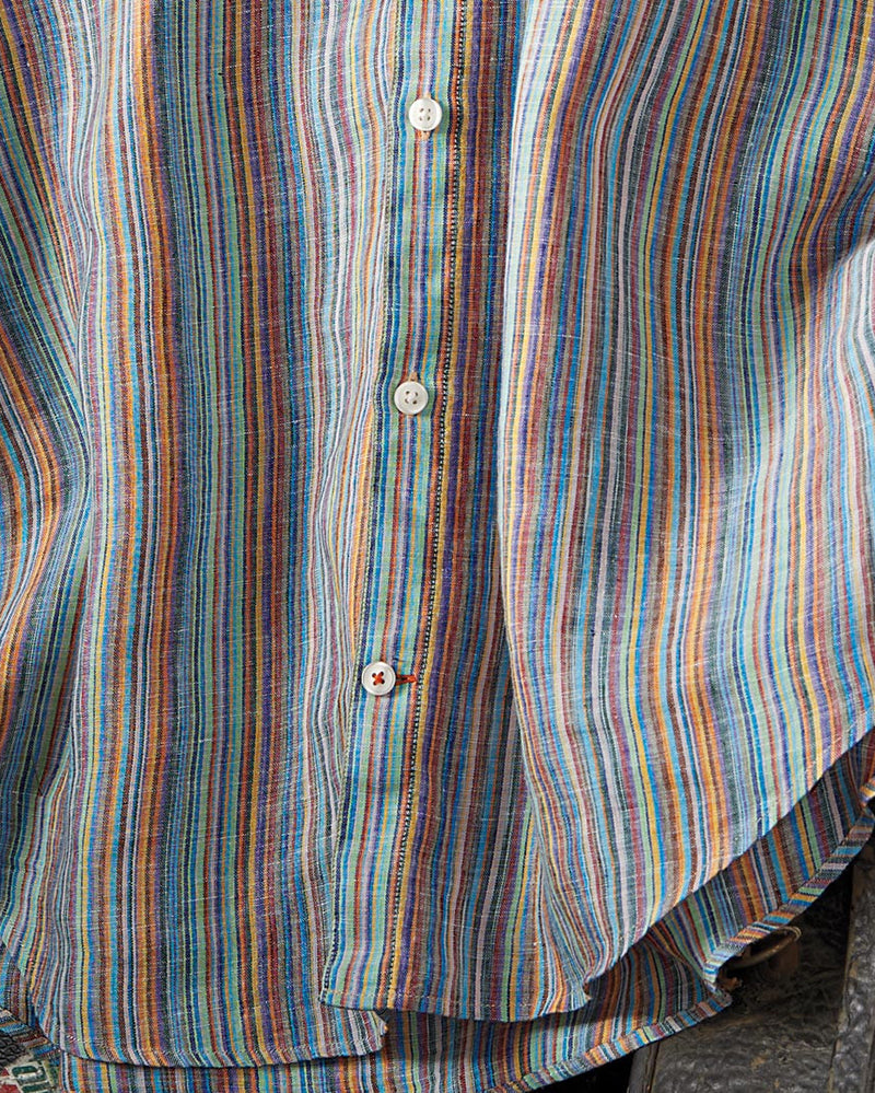 Vertical Striped Button Down Long Sleeve Shirt