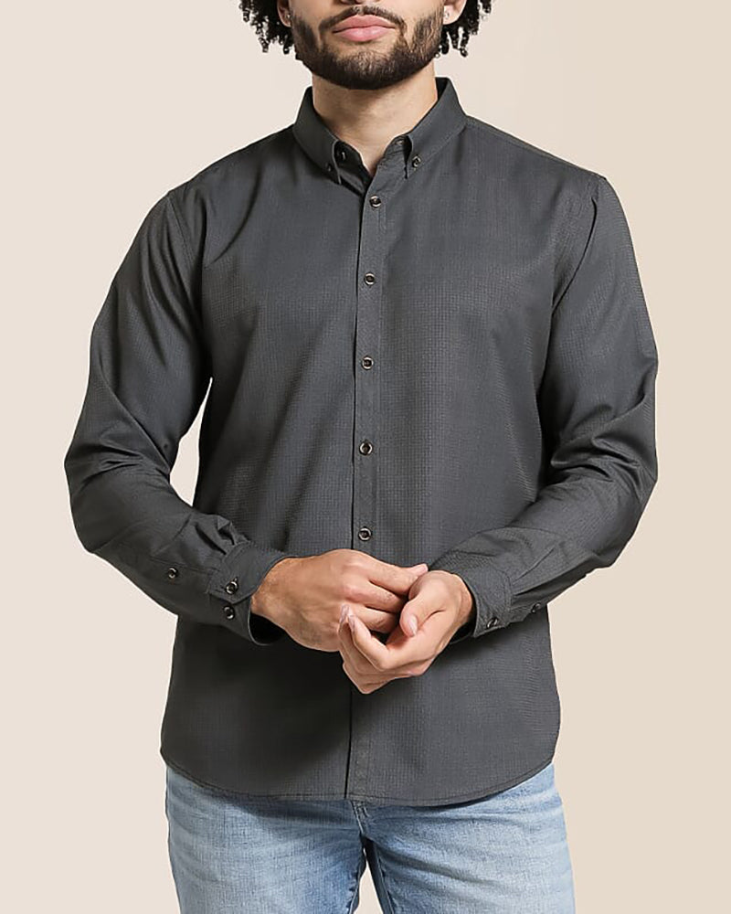 Solid Navy Button Down Long Sleeve Shirt