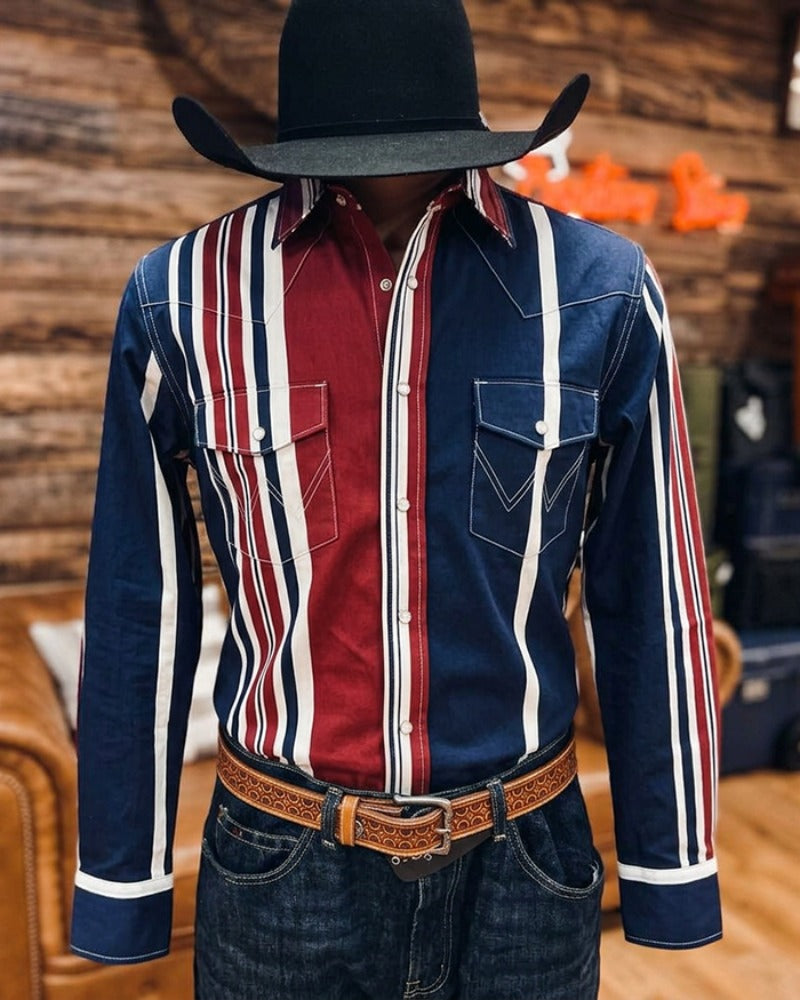 Men's Navy&Red Stripe Shirt