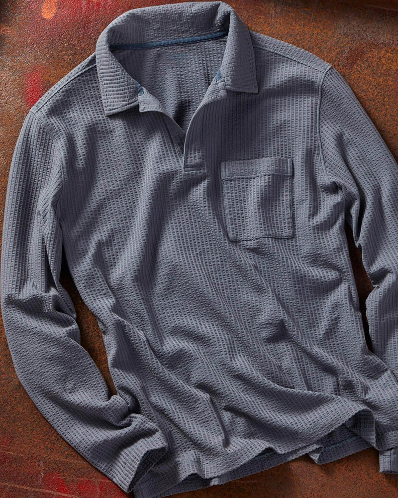 Gray Blue Pocketed Knit Pullover