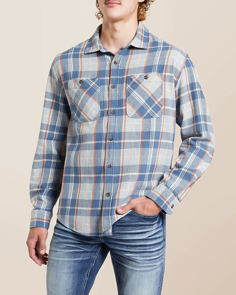 Casual Two Pocket Plaid Button Shirt